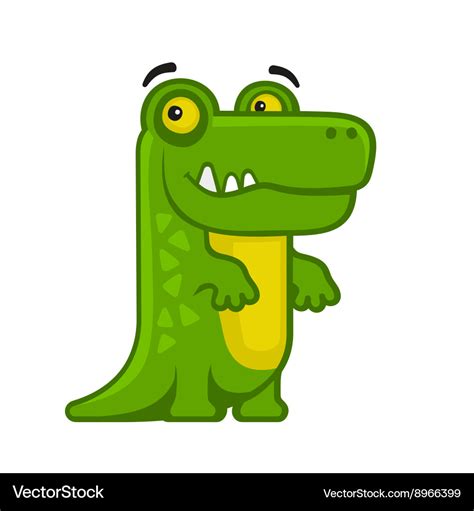 Alligator cartoon style funny animal on white Vector Image