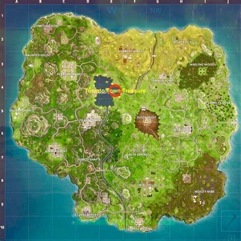 Fortnite Tomato Town Treasure Map and Treasure Location on Loot Lake ...