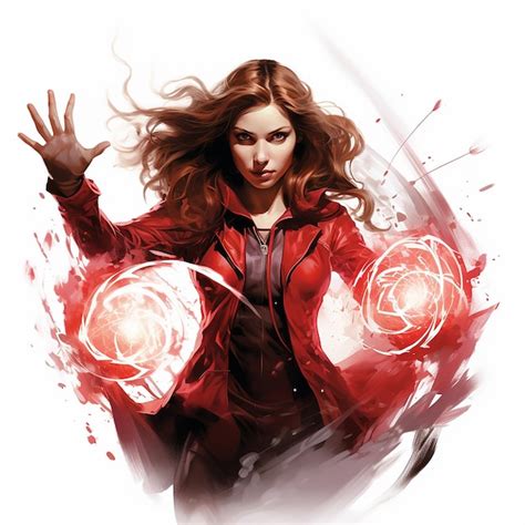 Premium AI Image | Spirited and FunLoving Wanda Maximoff Scarlet Witch in RealityWarping Display