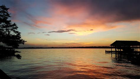 Sunset over Lake Houston from my Mom's backyard in Crosby TX ...