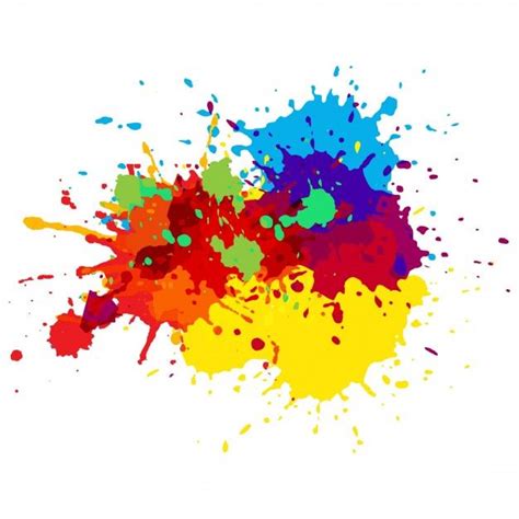 colorful paint splattered on white background