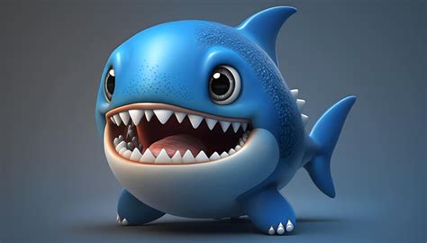 Premium AI Image | A cute adorable baby shark rendered in the style of ...