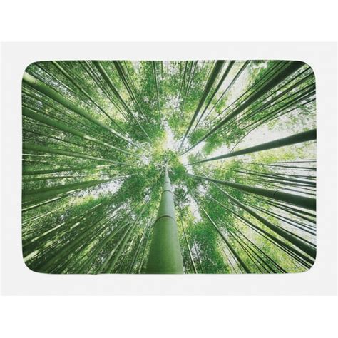 Bamboo Bath Mat, Tropical Rain Forest Tall Bamboo Trees in Grove Exotic ...