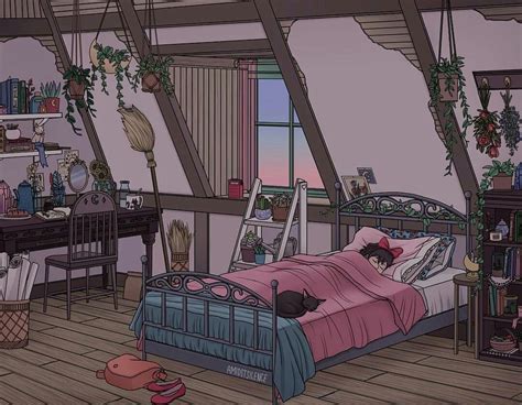 Pin by Nhung Cao on anime aesthetic | Aesthetic bedroom, Bedroom drawing, Ghibli