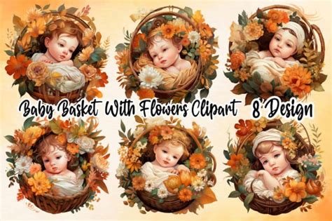 Baby Basket with Flowers Clipart Graphic by clipart · Creative Fabrica