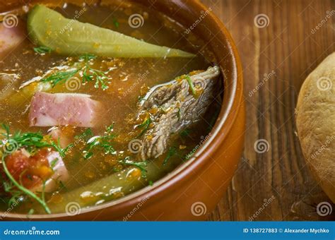 Russian Solyanka stock image. Image of table, chowder - 138727883