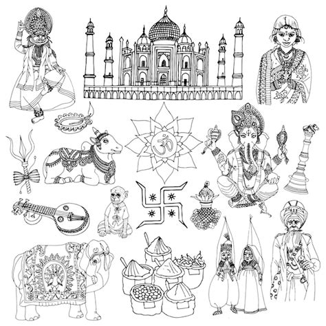 Free Vector | India sketch set