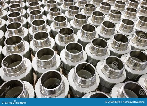 Many Metal Pipe Couplings in a Pipe Factory Stock Image - Image of ...