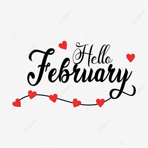 Hello February Vector Design Images, Hello February Hand Drawn Text ...