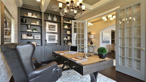 Transitional Home Office with Built-in bookshelf | Home Office Decor Ideas | Luxury Office ...