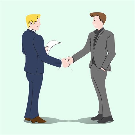 Businessmans handshake together, business dealt, co-partnership simply flat vector illustration ...