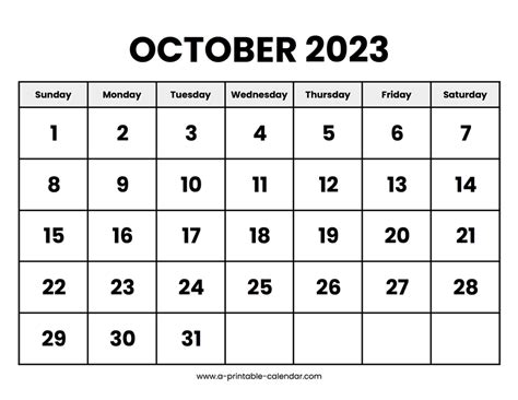 October Calendar 2023 - Get Calendar 2023 Update