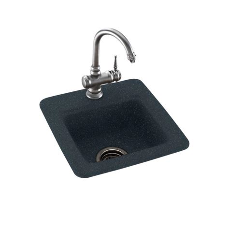 Swan Black Solid Surface 15 in. 1-Hole Dual Mount Bar Sink in Black ...