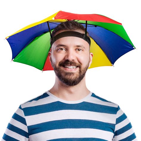 Hands-Free Rainbow Umbrella Hats in Bulk | Windy City Novelties