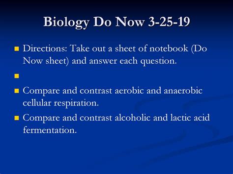 Biology Do Now Directions: Take out a sheet of notebook (Do Now sheet ...