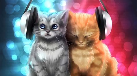 1920x1080 Cute Cats Listening Music Laptop Full , Backgrounds, and HD ...