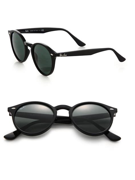 Ray-ban 49mm Round Sunglasses in Black | Lyst