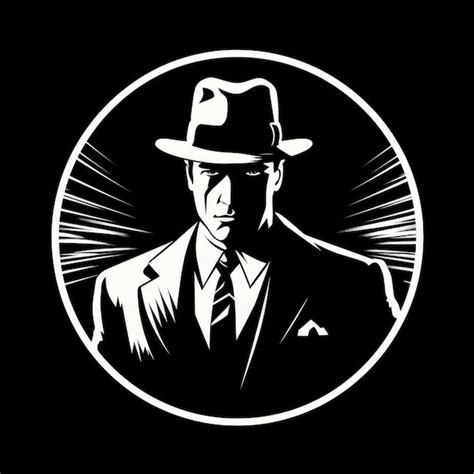 Mafia logo mysterious man black and white illustration AI generated ...