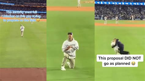 Baseball Fan Tackled By Stadium Security While Proposing To His GF