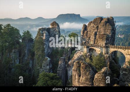 The Bastei bridge, Saxon Switzerland National Park, Germany Stock Photo ...