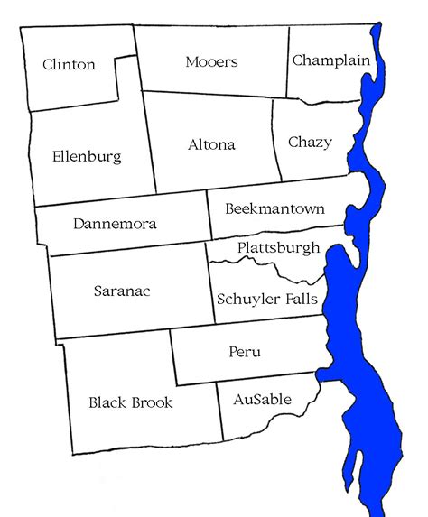 Clinton County, New York Map Showing Townships