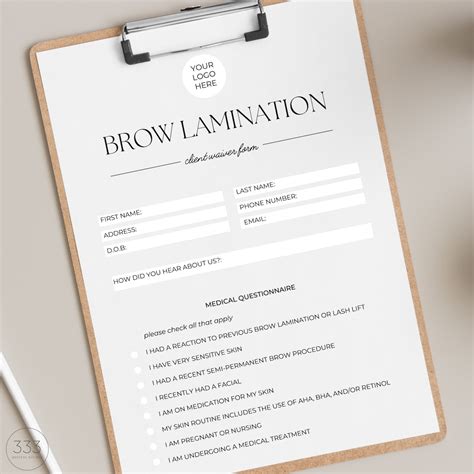 Brow Lamination Consent Forms, Esthetician Template, Eyebrow Intake Form, Esthetician Forms ...