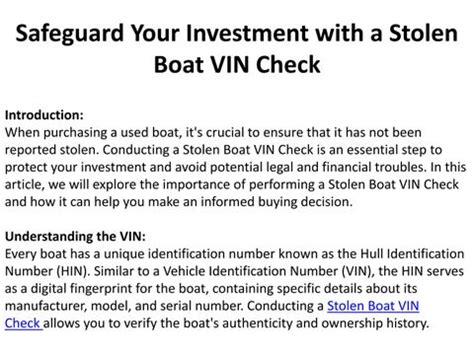 Stolen Boat VIN Check by robertbrosendahl - Issuu