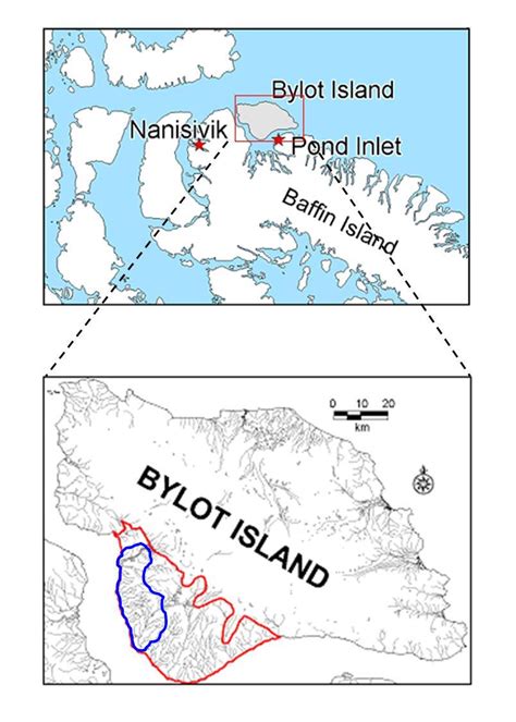 Map showing the location of Bylot Island in the North Baffin area. The ...