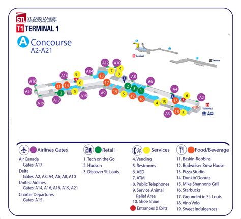 Lambert-St. Louis Airport Map (STL) - Printable Terminal Maps, Shops ...