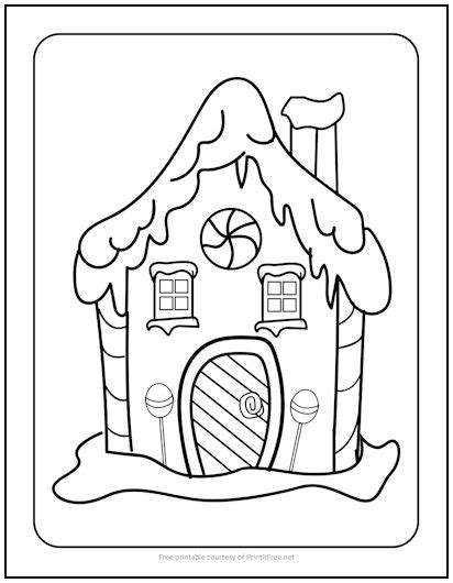 Gingerbread House Christmas Coloring Page | Print it Free