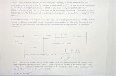 Solved Consider a region of muscle with a skin/fat layer | Chegg.com