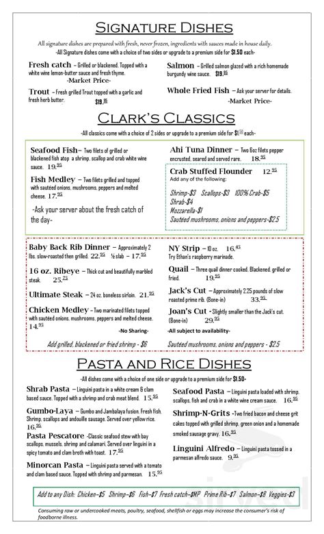 Clark's Fish Camp Seafood Restaurant menus in Jacksonville, Florida ...