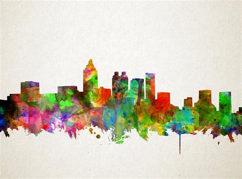 Atlanta Skyline Watercolor Painting by Bekim M