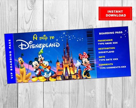 Customizable Boarding Pass A Trip to Disneyland - Etsy | Disney tickets ...