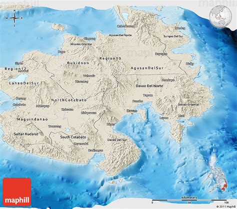 Shaded Relief Panoramic Map of Region 11