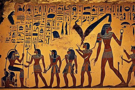 an egyptian mural records the arrival of aliens on | Stable Diffusion