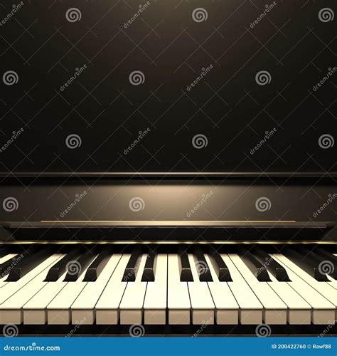 Piano Keyboard, Front View, Copy Space. 3d Illustration Stock Illustration - Illustration of ...