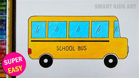 How To Draw A School Bus | School Bus Drawing | स्कूल बस का चित्र | Easy Drawing | Smart Kids ...