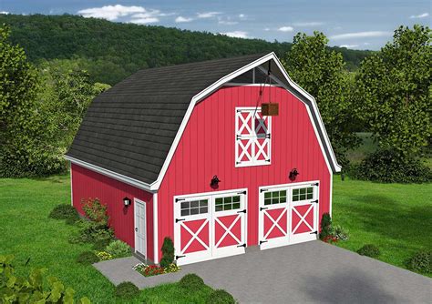 Classic Barn-Style Garage with Loft - 68477VR | Architectural Designs - House Plans