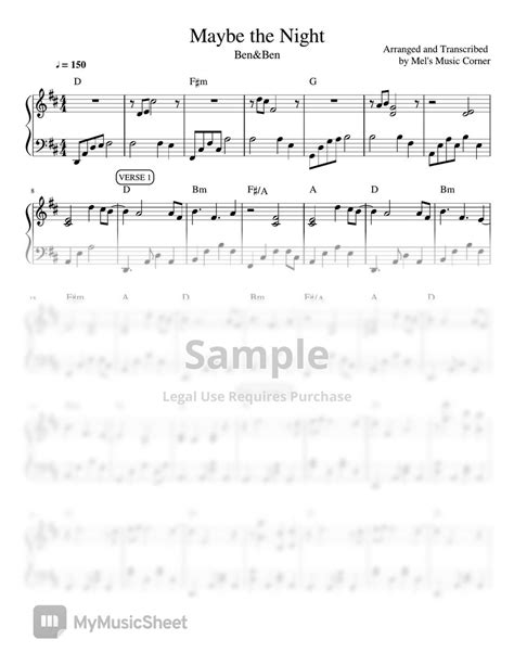 Ben&Ben - Maybe the Night (piano sheet music) Sheets by Mel's Music Corner