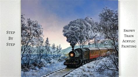 Snowy Train STEP by STEP Acrylic Painting (ColorByFeliks) - YouTube