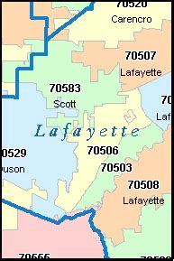 LAFAYETTE County, Louisiana Digital ZIP Code Map