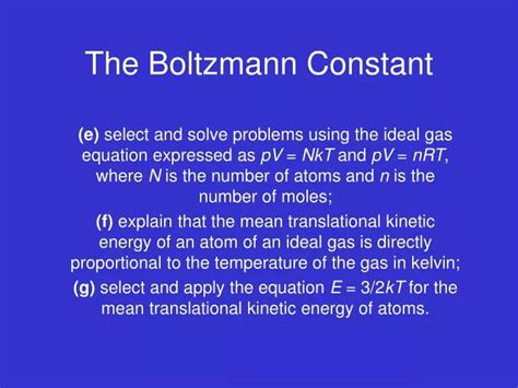 PPT - The Boltzmann Constant PowerPoint Presentation, free download ...