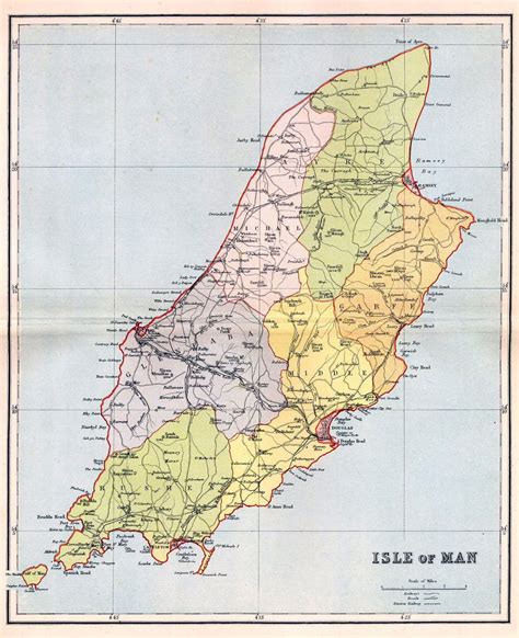 Large detailed old administrative map of Isle of Man | Isle of Man ...