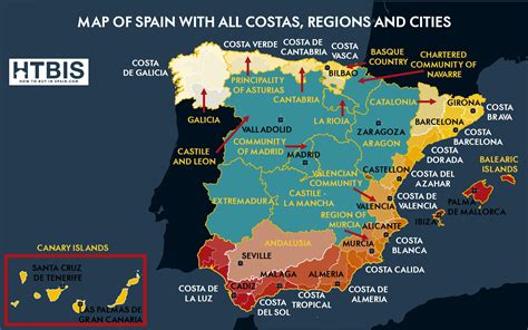 Your ultimate map of Spain with all the regions, the costas and the Spanish cities