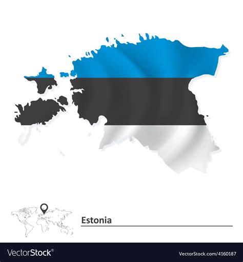 Map of estonia with flag Royalty Free Vector Image