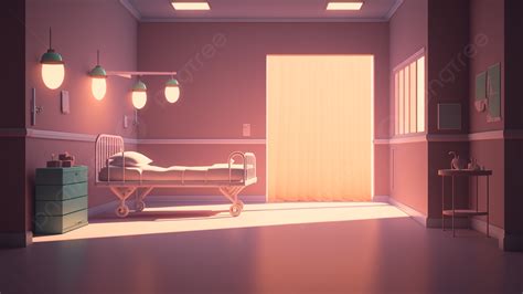 Hospital Ward Bed Cartoon Background, Hospital, Inpatient Ward, Bed ...