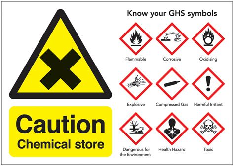 Caution Chemical Store Guidance Safety Signs | Seton