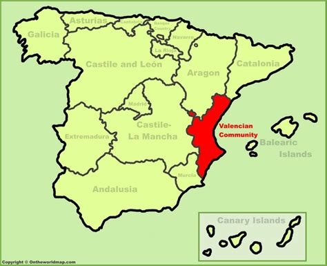 Valencian Community location on the Spain map - Ontheworldmap.com