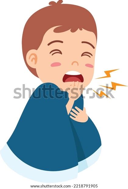 Cartoon Little Kid Boy Coughing Sick Stock Vector (Royalty Free ...